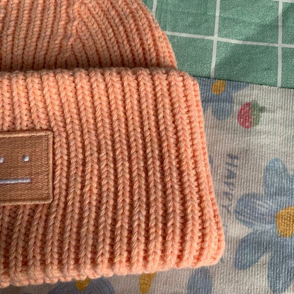 Acne Studios Pink Smiley Patch Beanie - Picture 6 of 6
